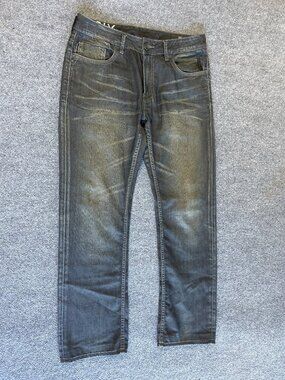 Mens Buffalo Six Basic Slim Straight Jeans 32 x 32 Dark Wash Denim